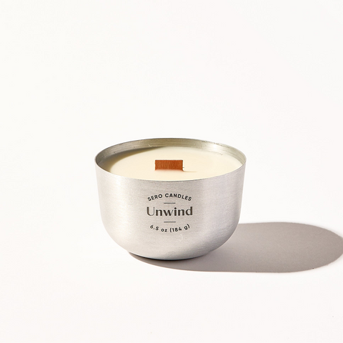 Recyclable 184g Wood Wick Candle Poured in Aluminum - Unwind by Sero Candles